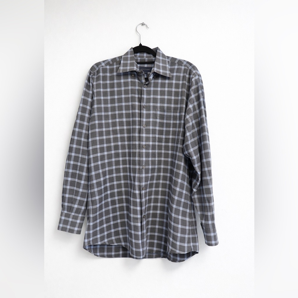 Scott Barber Classic Men's Gray Plaid Button-Down Shirt